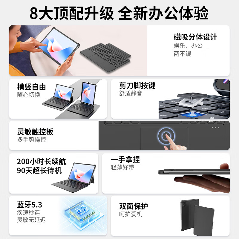 酷士达适用华为MatePad2024款11.5S/2023款11.5 英寸双面夹妙控键盘皮套可拆卸分离智能无线蓝牙专用保护壳