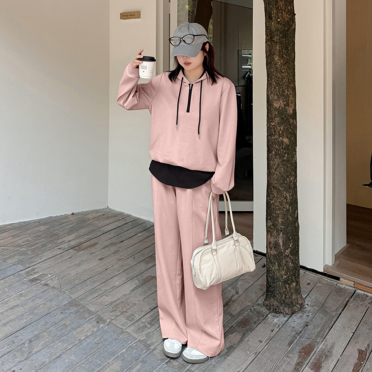 小波家2025秋季胖m连帽卫衣阔腿裤套装慵懒风休闲两件套,淘宝优惠券,粉丝福利购,淘宝优惠卷