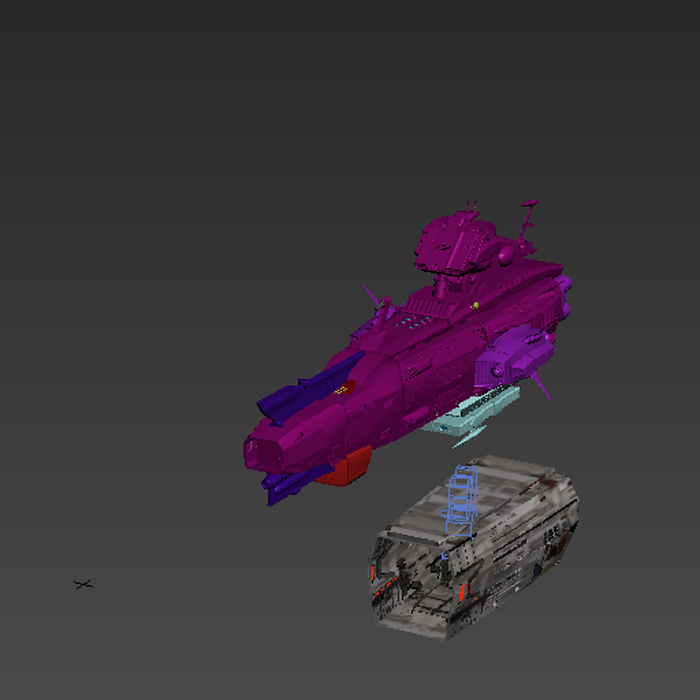 科幻战舰加高达模型01200617三维图纸（3DMAX格式）