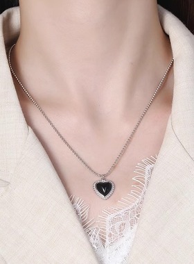 项链925纯银锁骨链女玛瑙