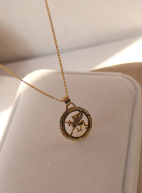 法式S925纯银独角兽女项链