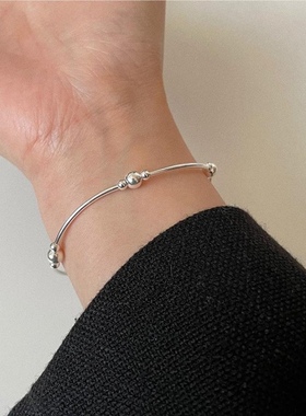 弹力手环小众925纯银简约女