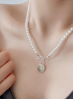 简约S925笑脸微笑网红OT扣珍珠