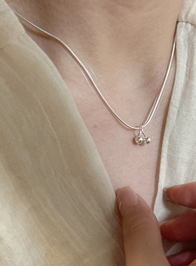 925银蛇骨链女樱桃锁骨链