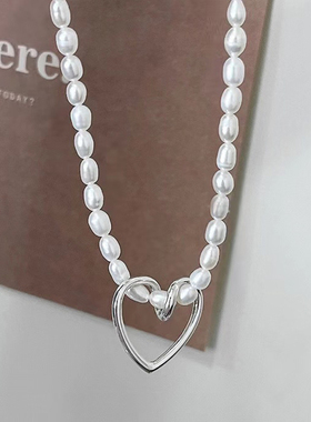 925纯银珍珠爱心项链小众