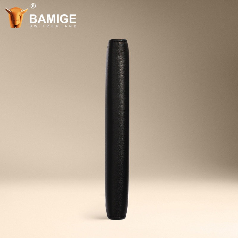 bamige小金牛男士中长款软牛皮钱夹 巴米格钱包