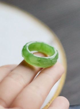 苹果绿带证书男女款礼物玉扳指