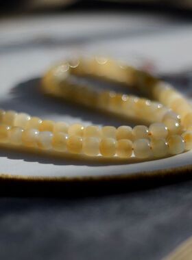 糖白玉手串佛珠且末料