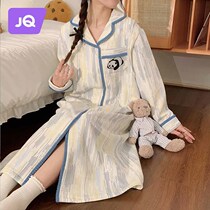 The Jing Kiri Air Cotton Lactation Sleeping Skirt Autumn Winter Thickened Pregnant Woman Pyjamas Postpartum Months Postpartum Maternity Waiting to be born with dress