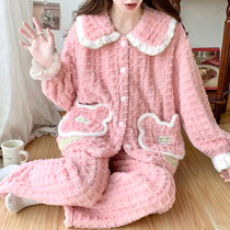 The Jing Ki Moon Subsuit Autumn Winter Style Coral Suede Postpartum Breastfeeding Pregnant pregnant woman Pyjamas Woman gush Maternity Lactation Maternal Breastfeeding family Residat