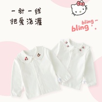 The Jing Unicorn Girls beat the undershirt Spring autumn season baby white shirt baby pure cotton blouse girl Korean version doll shirt