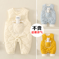 Jing Kiri Childrens Back Band Pants Winter Women Clips Cotton Warm Male Baby Pants Press Buttons Thickened Suede Cotton Pants Baby External Wear