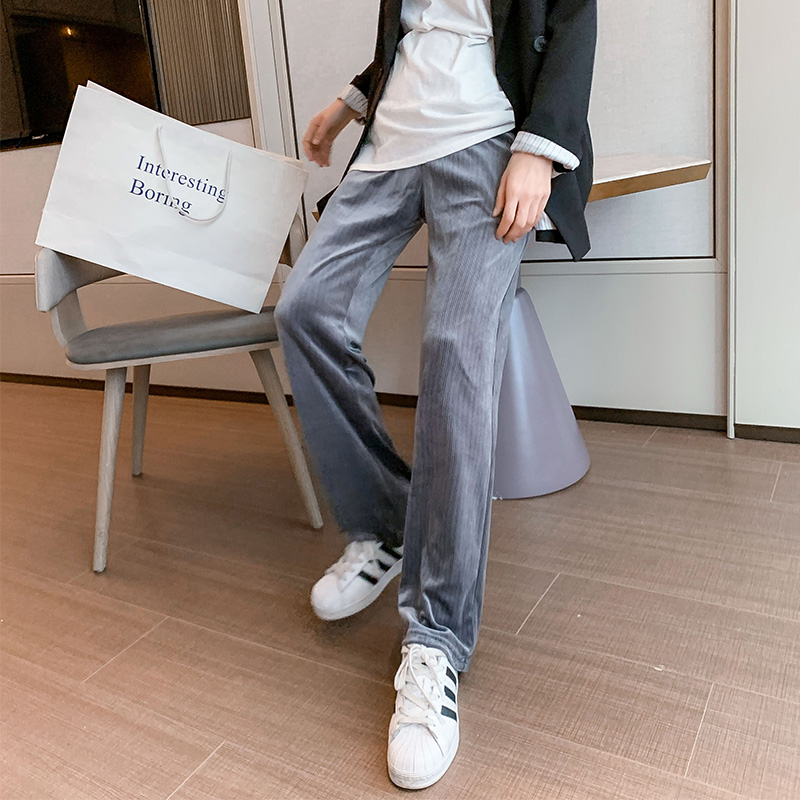 婧麒旗舰店婧麒大码孕妇裤春秋外穿金丝绒阔腿裤秋冬款灯芯绒裤子女孕妇秋装0