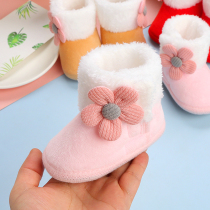 Baby shoes Soft bottom warm protective foot cover 0-12 months female baby Learn step shoes Heels Thickened Cotton Shoes Winter