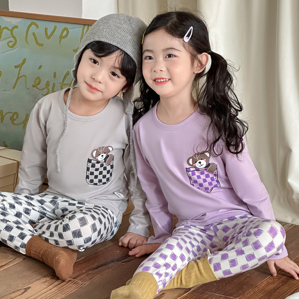 婧麒儿童睡衣保暖套装秋冬全纯棉打底男童女童家居服宝宝保暖内衣,淘宝优惠券,粉丝福利购,淘宝优惠卷