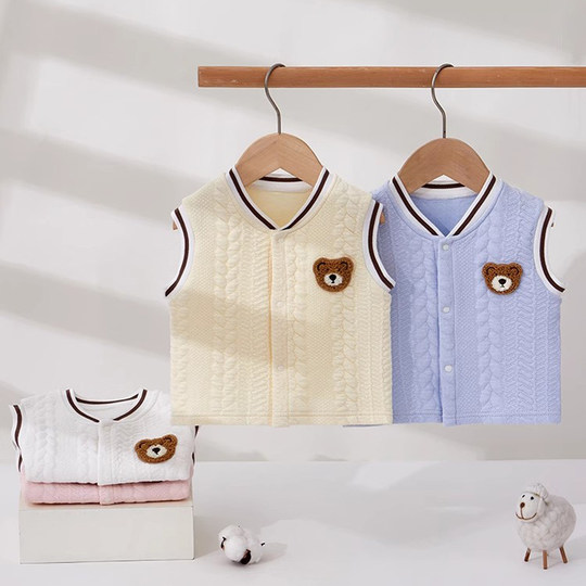 婧麒婴儿马甲春秋新生宝宝外穿小马夹a类婴幼儿夹棉保暖内穿背心