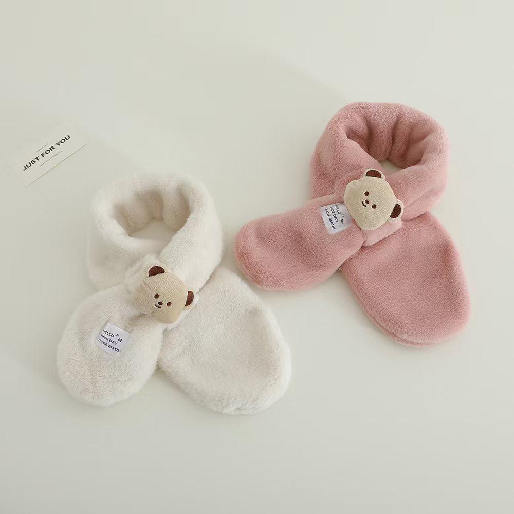 婧麒儿童围巾秋冬中小童卡通小熊毛绒围巾宝宝加厚保暖防风围脖套,淘宝优惠券,粉丝福利购,淘宝优惠卷