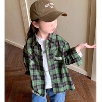 The Jing Kirbaby Shirt Spring Autumn Childrens Plaid Shirt Boy Blouse Female Bao CUHK Childrens Wear Long Sleeve Blouse Jacket