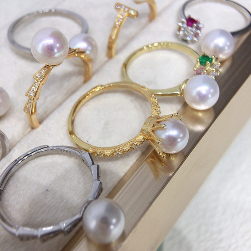 诸暨天然淡水AK珍珠戒指S925纯银正圆强光无瑕开口戒指可调节轻奢 - 图0