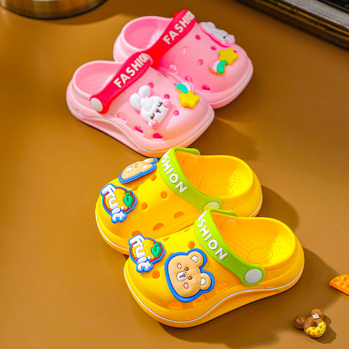 儿童包头拖鞋夏1-8岁9男女童室内外洞洞鞋小孩宝宝可爱防滑凉拖鞋 - 图0