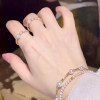 18K gold sparkling ring, dreamy akoya small light bulb, sea water, simple, light and luxurious, round and bouncy gold ring adjustment