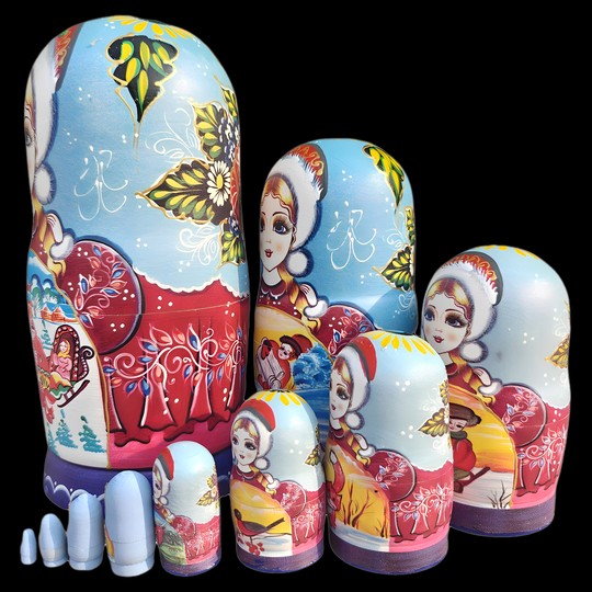 Russian matryoshka 10-layer classic storyboard hand-painted basswood made children's educational toys gift ornaments