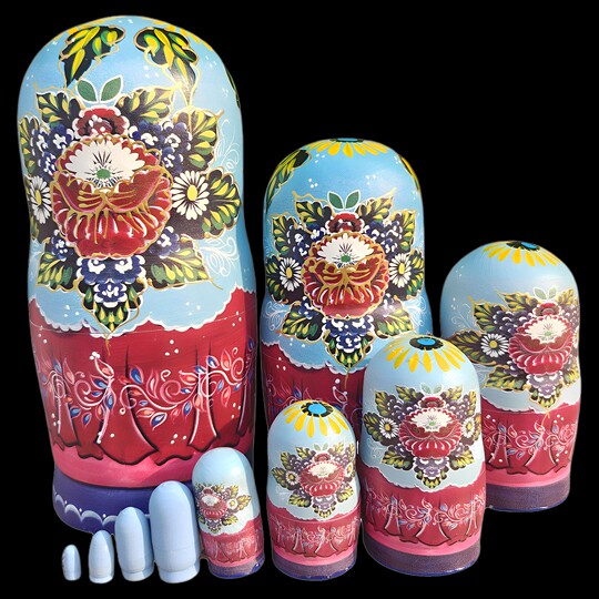Russian matryoshka 10-layer classic storyboard hand-painted basswood made children's educational toys gift ornaments