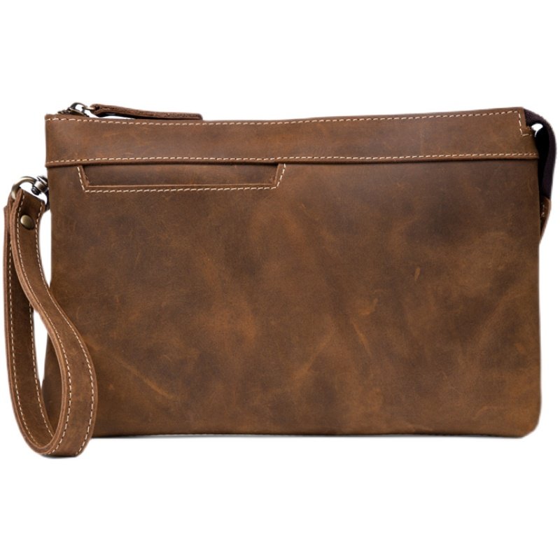 慢时光疯马皮商务手拿包文艺复古头层牛皮男士休闲手包轻便零钱包,淘宝优惠券,粉丝福利购,淘宝优惠卷