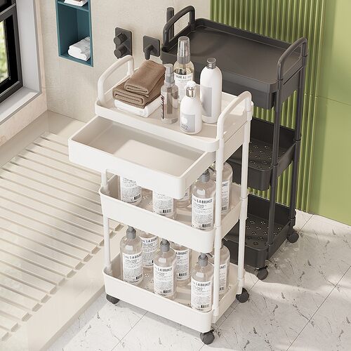 抽屉式小推车置物架落地移动浴室卫生间卧室零食玩具收纳柜书架子 - 图1