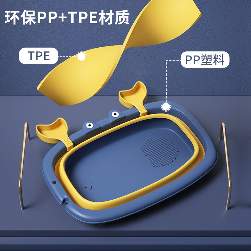 婴儿洗澡盆浴盆宝宝可折叠幼儿坐躺大号浴桶宠物家用新生儿童用品 - 图0