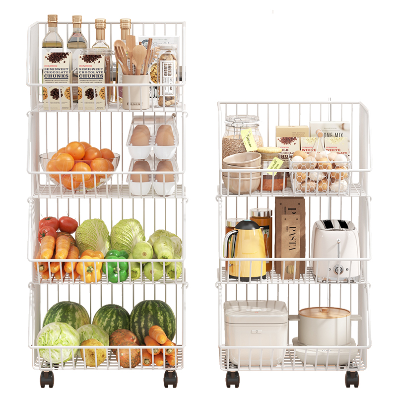 厨房置物架蔬菜篮落地家用多层小推车带轮移动床头零食玩具收纳架 - 图3