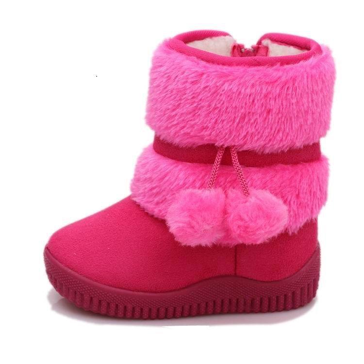 儿童雪地靴童鞋冬季经典外贸款棉鞋软底防滑保暖加绒加厚毛球棉靴,淘宝优惠券,粉丝福利购,淘宝优惠卷