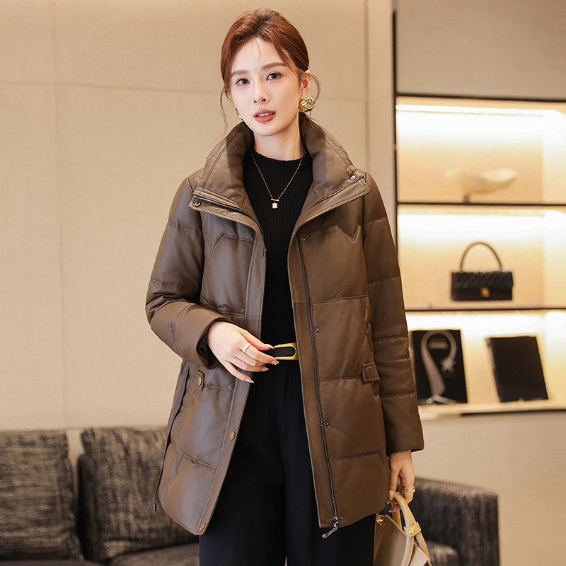 真皮羽绒服女2025冬季新款面包领海宁绵羊皮皮衣白鸭绒外套中长款,淘宝优惠券,粉丝福利购,淘宝优惠卷