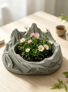 ins 风山脉烟灰缸硅胶模具雪山造型花盆清水混凝土香薰石膏模具