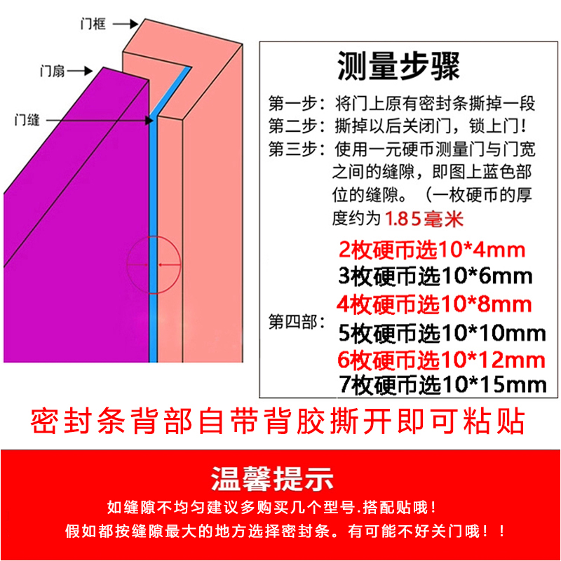 防盗门密封条防风隔音自粘型进户门缝门框窗边框入户房门防撞胶条 - 图1