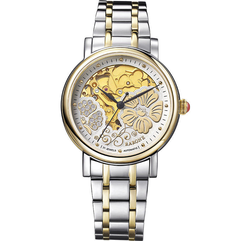 【618】商场同款雷诺女镂空机械表 雷诺手表国产腕表