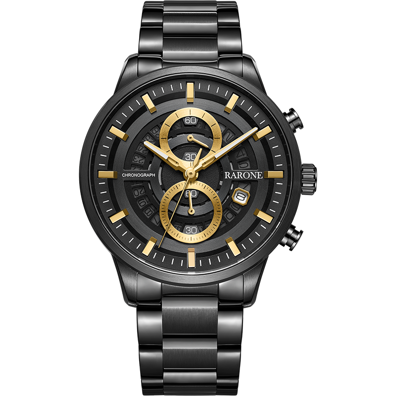 Rarone雷诺官方正品夜光潮酷男百搭石英表新款多功能运动男士手表