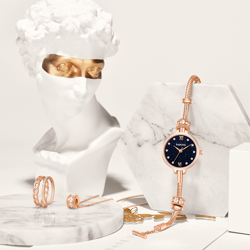 Rarone雷诺转运手表时尚百搭简约防水石英表女士手表手链表
