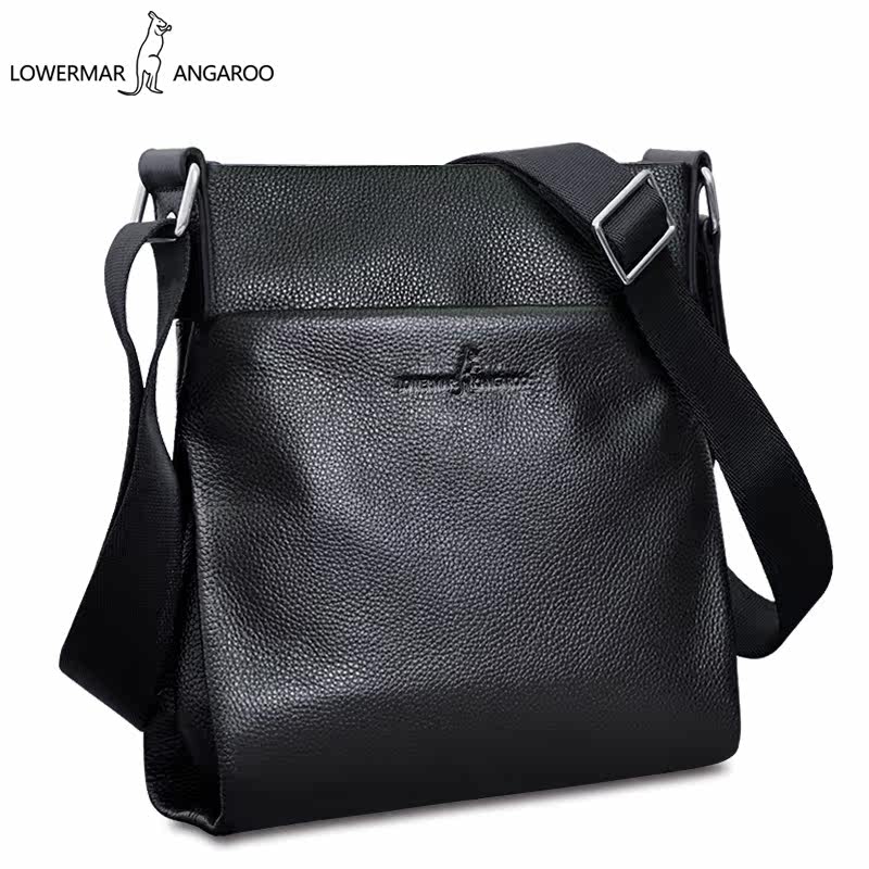 路尔玛袋鼠真皮男包头层竖款斜挎包 益程箱包男士包袋