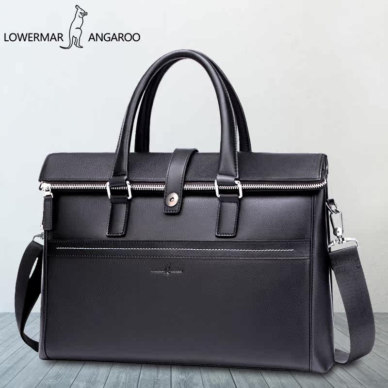 路尔玛袋鼠牛皮商务横款手提包 益程箱包男士包袋