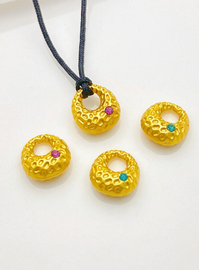 古法金锤纹锁包吊坠手工diy配件