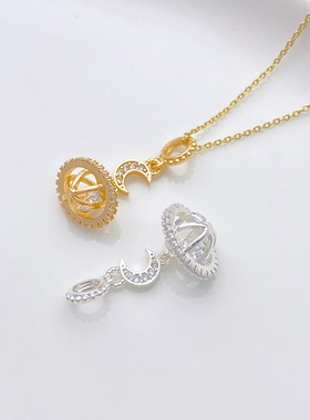 18K包金保色锆石月亮星球隔珠