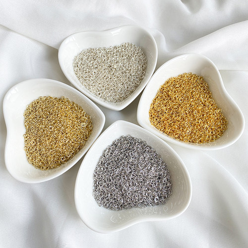 14K包金保色钛钢极细小开口圈单圈手工diy手链项链收尾连接圈材料 - 图0