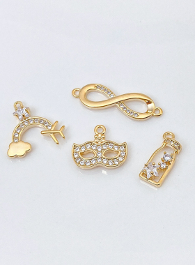 14k包金微镶锆石雨伞高跟鞋diy