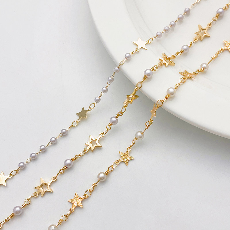 14K包金保色桃心五角星隔珍珠链条散链手工diy手链项链饰品材料,淘宝优惠券,粉丝福利购,淘宝优惠卷