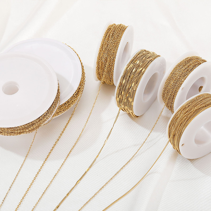 钛钢保色O字链侧身链散链真空镀18K金手工diy手链项链延长链配件,淘宝优惠券,粉丝福利购,淘宝优惠卷