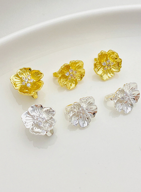18K包金镶锆樱花扣手工diy挂钩扣