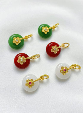 18K包金保色五叶花平安扣吊坠