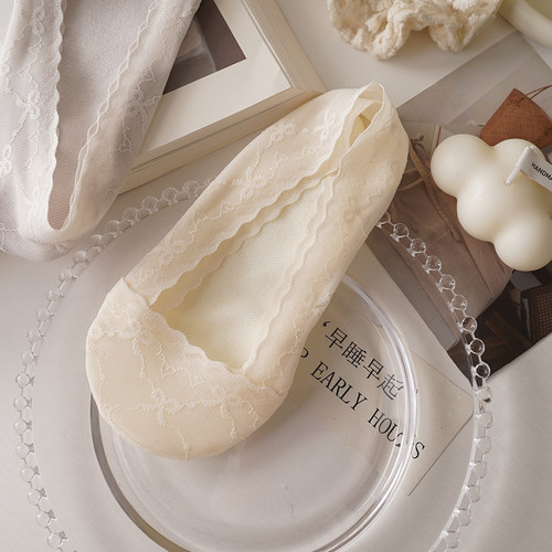 超美超仙~蝴蝶结蕾丝隐形袜子女~浅口船袜夏季薄款棉底防滑防掉跟 - 图2