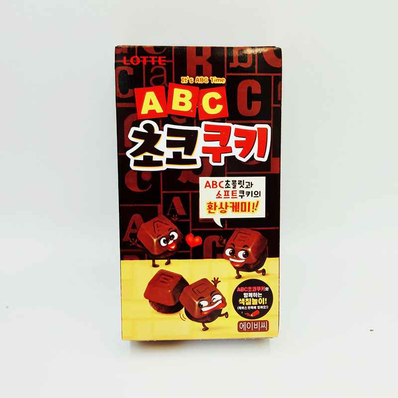 韩国进口乐天ABC字母图案巧克力曲奇饼干50g袋装儿童休闲小零食品-图1